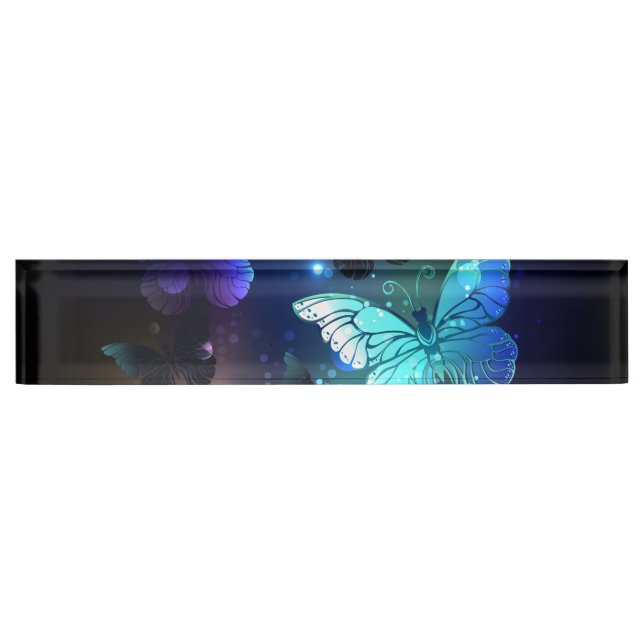 Fluttering Night Butterfly Desk Name Plate (Front)