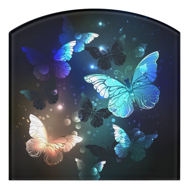 Fluttering Night Butterfly Door Sign (Contour Front)