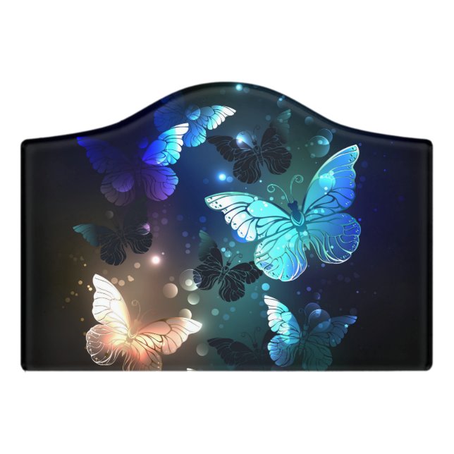 Fluttering Night Butterfly Door Sign (Small Crest Front)