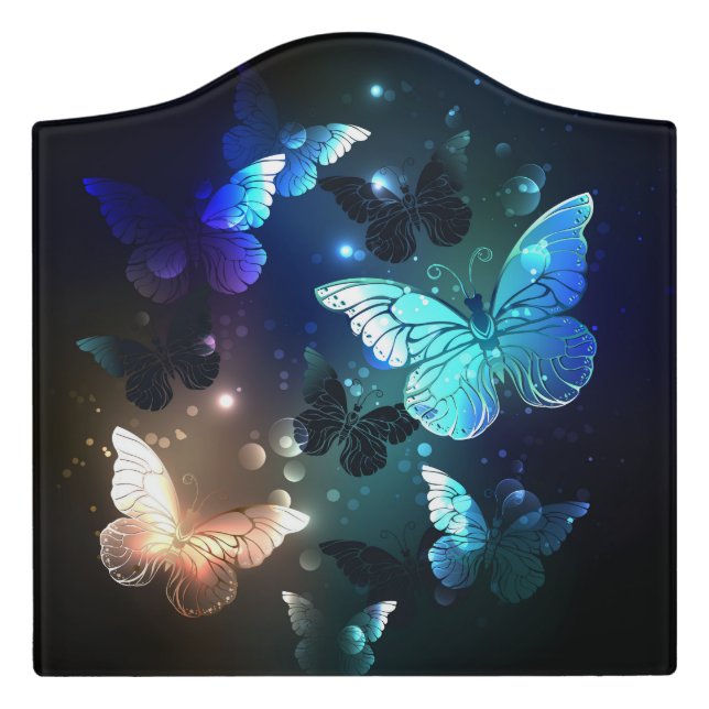 Fluttering Night Butterfly Door Sign (Large Crest Front)