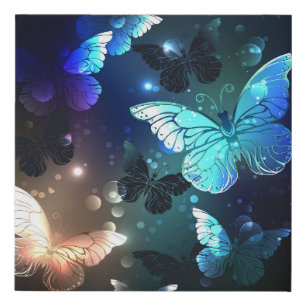 Fluttering Night Butterfly Faux Canvas Print