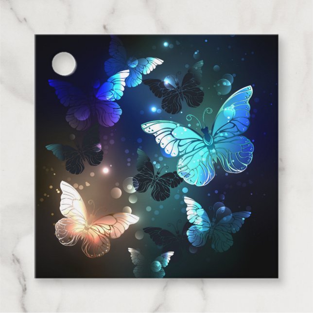 Fluttering Night Butterfly Favor Tags (Front)