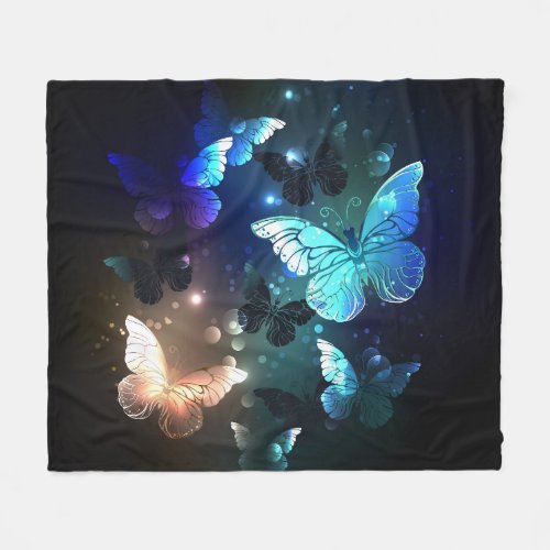 Fluttering Night Butterfly Fleece Blanket