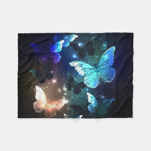 Fluttering Night Butterfly Fleece Blanket