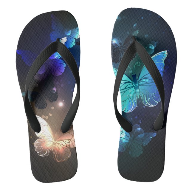 Fluttering Night Butterfly Flip Flops (Footbed)
