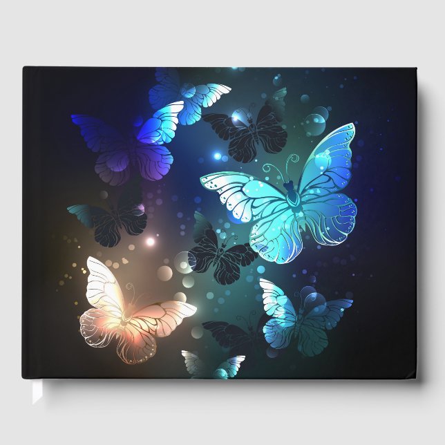 Fluttering Night Butterfly Guest Book (Front)