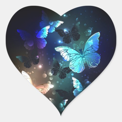 Fluttering Night Butterfly Heart Sticker