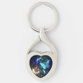 Fluttering Night Butterfly Keychain by Blackmoon9 at Zazzle