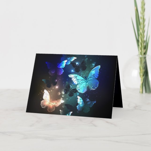 Fluttering Night Butterfly Letterpress Thank You Card (Front)