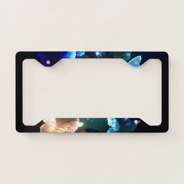 Fluttering Night Butterfly License Plate Frame (Front)