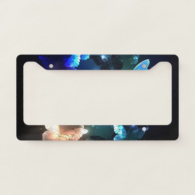 Fluttering Night Butterfly License Plate Frame (Front)