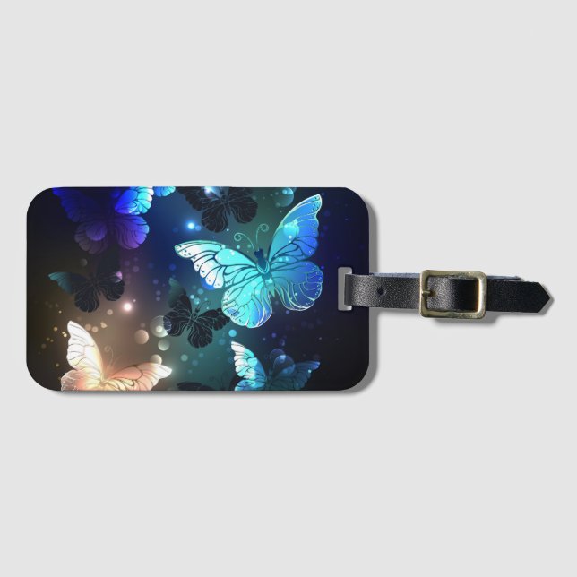 Fluttering Night Butterfly Luggage Tag (Front Horizontal)