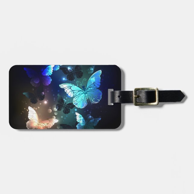 Fluttering Night Butterfly Luggage Tag (Front Horizontal)