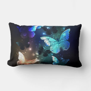 Fluttering Night Butterfly Lumbar Pillow