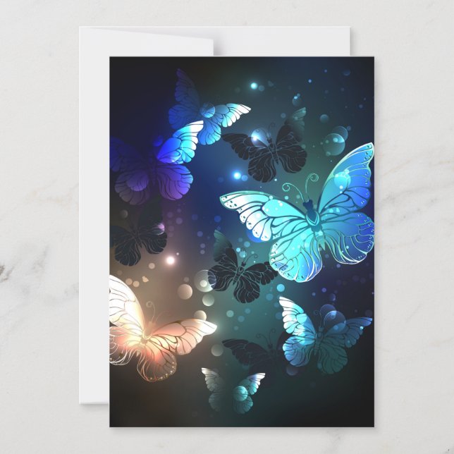 Fluttering Night Butterfly Magnetic Invitation (Front)