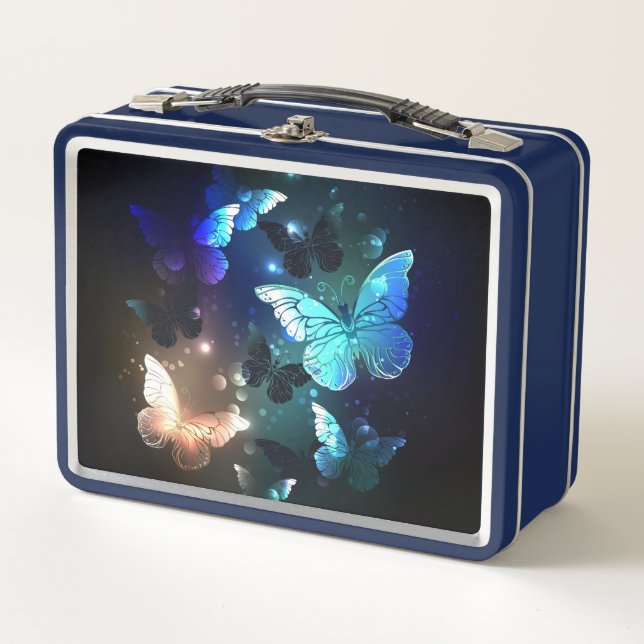 Fluttering Night Butterfly Metal Lunch Box (Front)