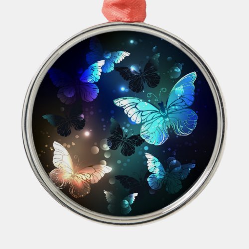 Fluttering Night Butterfly Metal Ornament