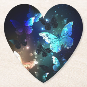 Fluttering Night Butterfly Paper Coaster