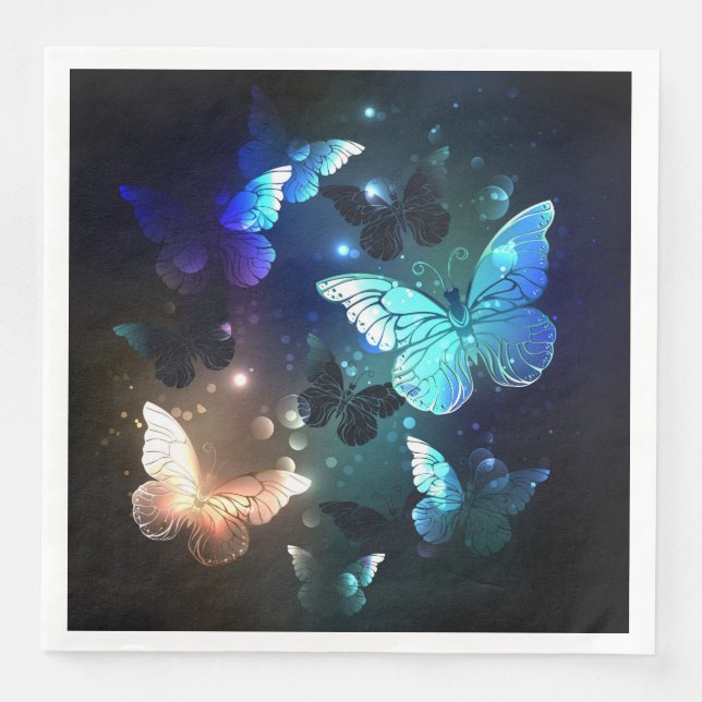Fluttering Night Butterfly Paper Dinner Napkins (Front)
