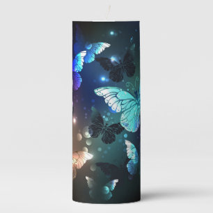 Fluttering Night Butterfly Pillar Candle