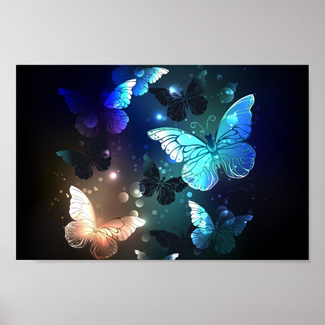 Fluttering Night Butterfly Poster (Front)