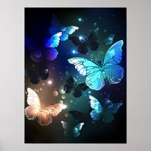 Fluttering Night Butterfly Poster