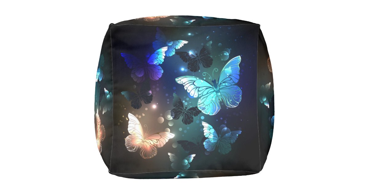 Fluttering Night Butterfly Pouf | Zazzle