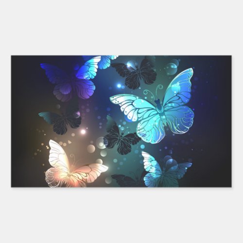 Fluttering Night Butterfly Rectangular Sticker