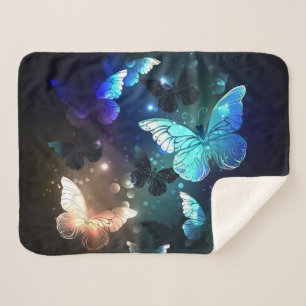 Fluttering Night Butterfly Sherpa Blanket