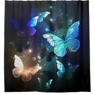 Fluttering Night Butterfly Shower Curtain