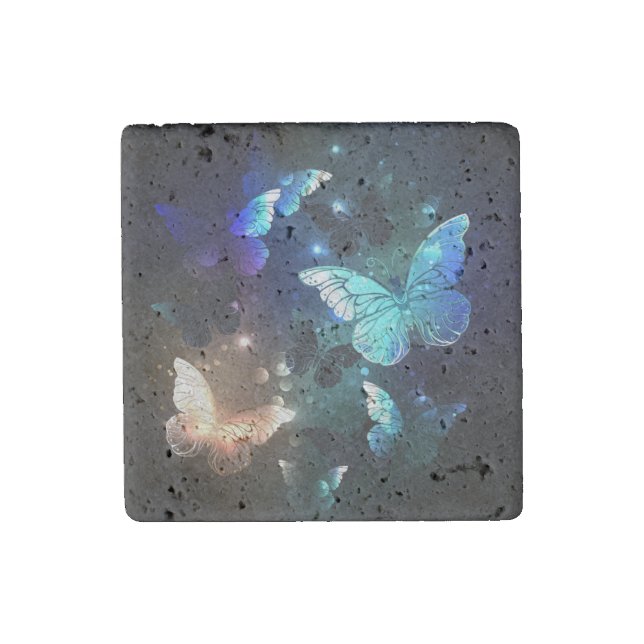 Fluttering Night Butterfly Stone Magnet (Front)