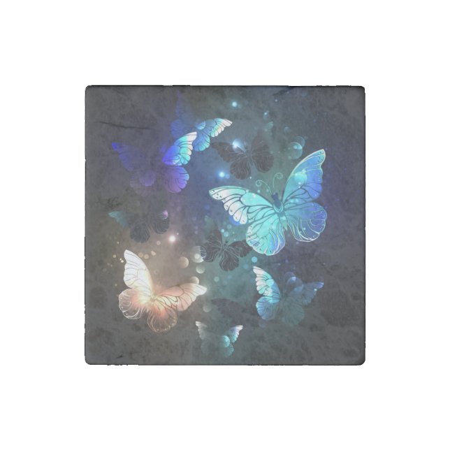 Fluttering Night Butterfly Stone Magnet (Front)