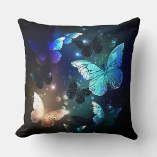 Fluttering Night Butterfly Throw Pillow