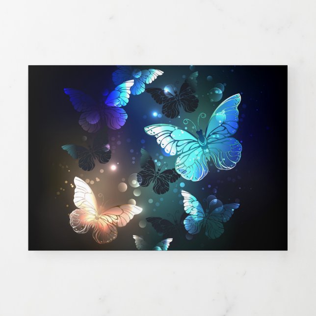 Fluttering Night Butterfly Tri-Fold Card (Cover)