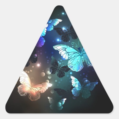 Fluttering Night Butterfly Triangle Sticker