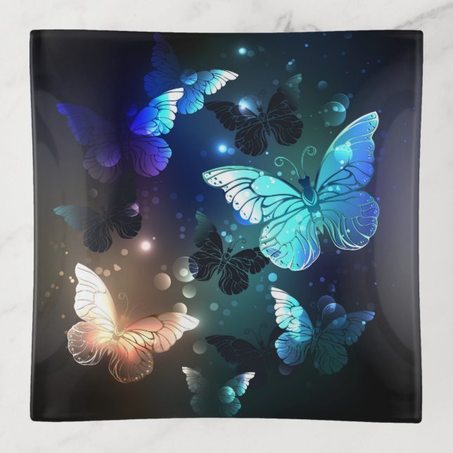 Fluttering Night Butterfly Trinket Tray (Front)