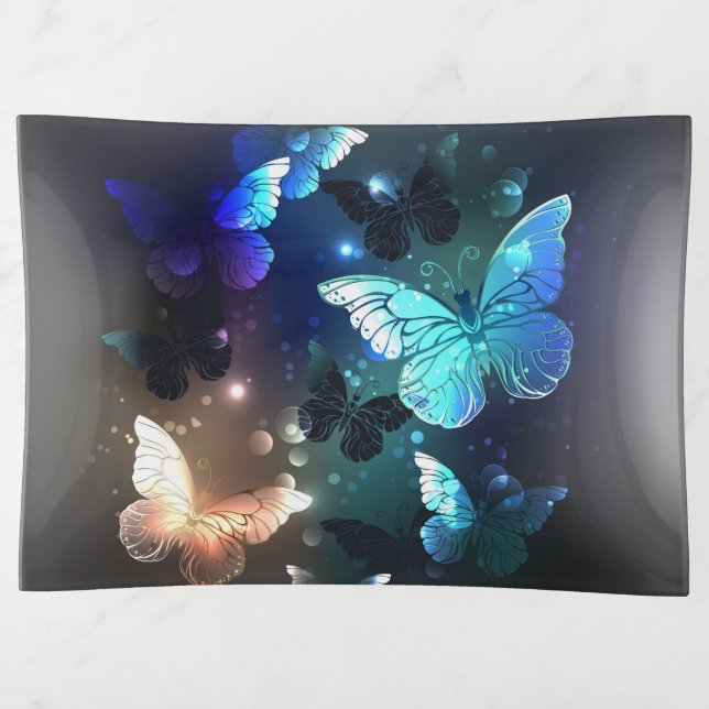 Fluttering Night Butterfly Trinket Tray (Front)