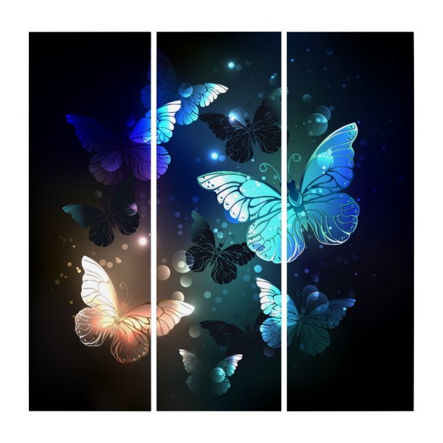 Fluttering Night Butterfly Triptych (Front)