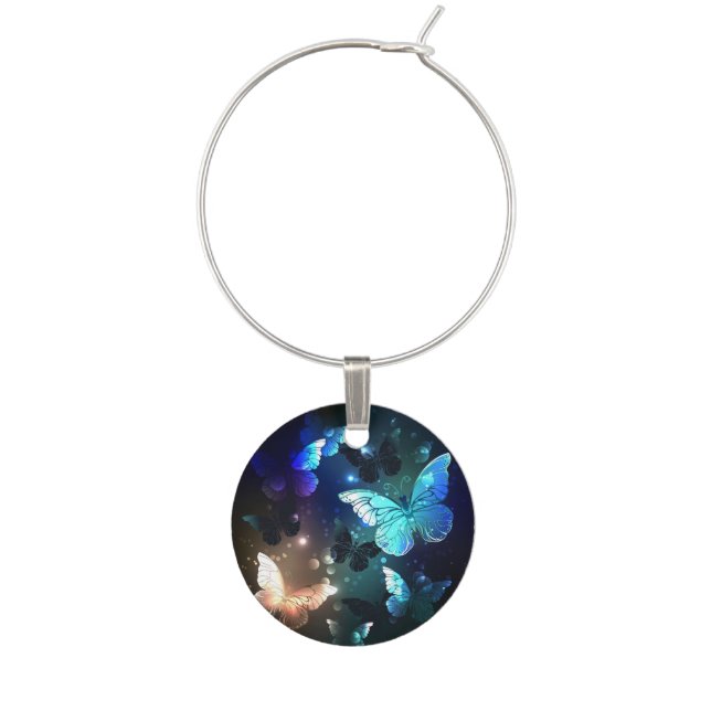 Fluttering Night Butterfly Wine Charm (Front)