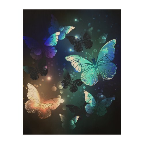 Fluttering Night Butterfly Wood Wall Art