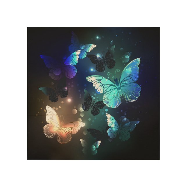 Fluttering Night Butterfly Wood Wall Art (Front)