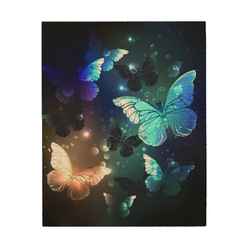 Fluttering Night Butterfly Wood Wall Art