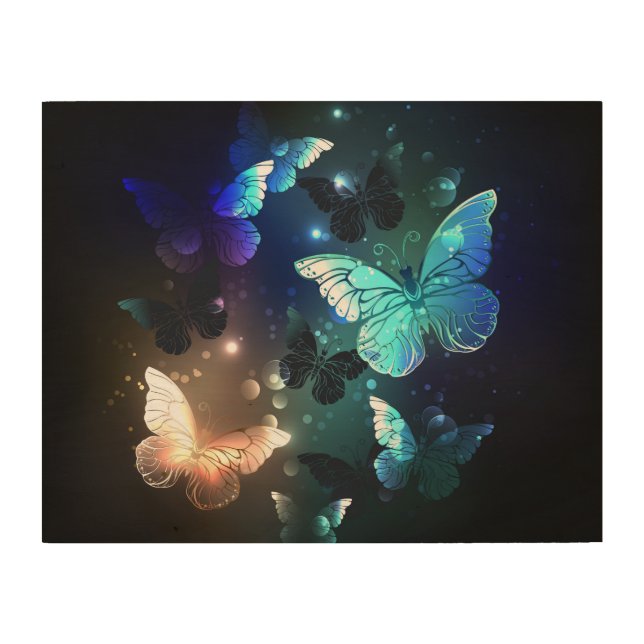 Fluttering Night Butterfly Wood Wall Art (Front)