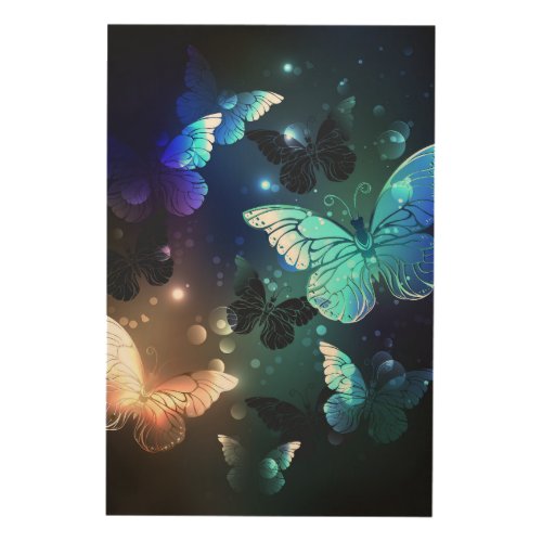 Fluttering Night Butterfly Wood Wall Art