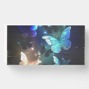 Fluttering Night Butterfly Wooden Box Sign