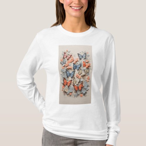 Fluttering Serenity Butterfly Blooms T_shir T_Shirt