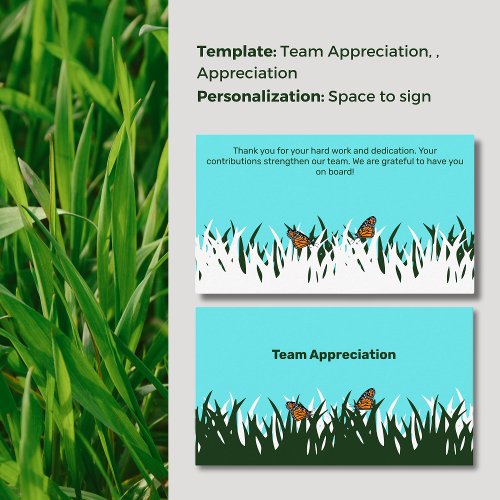 Fluttering Thanks Team Appreciation Lawn Care Business Card