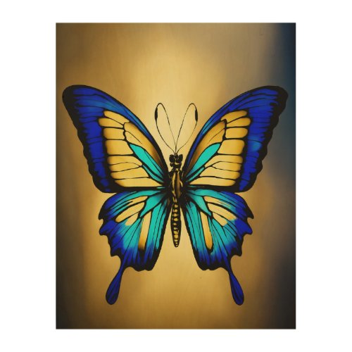Fluttering Whimsy Butterfly Illustration Tee Wood Wall Art
