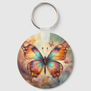 Fluttering Whimsy: Colorful Butterfly Print Keycha Keychain