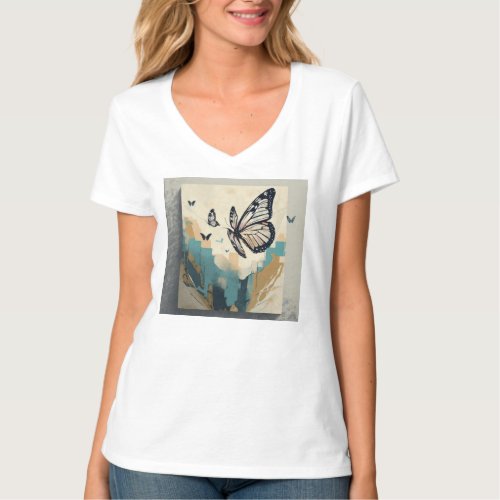 Fluttering Wings Abstract Butterfly T_Shirt 